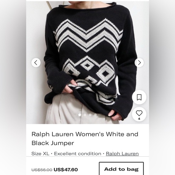 LRL Lauren Jeans Co. Ralph Lauren Black and Cream Geometric Sweater Knit
Size S - Picture 9 of 16